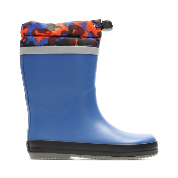 Clarks Girls Tarri Tie Kid Wellies Blue Camo | USA-6520937